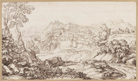 K VI 073
<br/>
Weids landschap met gezicht op een dorp in de heuvels
<br/>
<em>Onofri, Crescenzio (1634-1714)</em>
